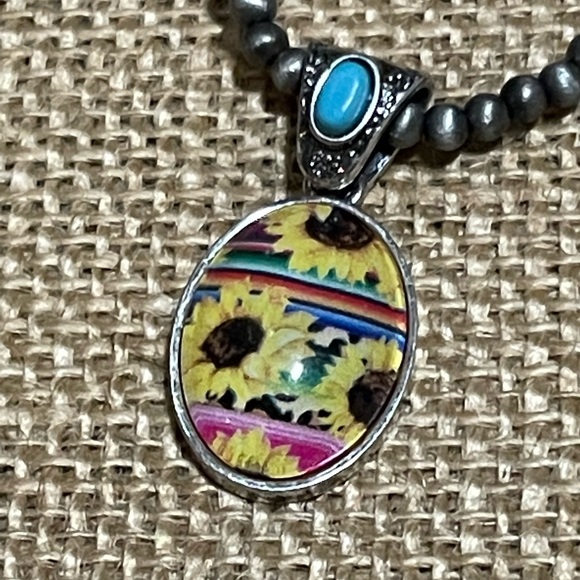 Beaded Sunflower Necklace - Picture 2 of 2